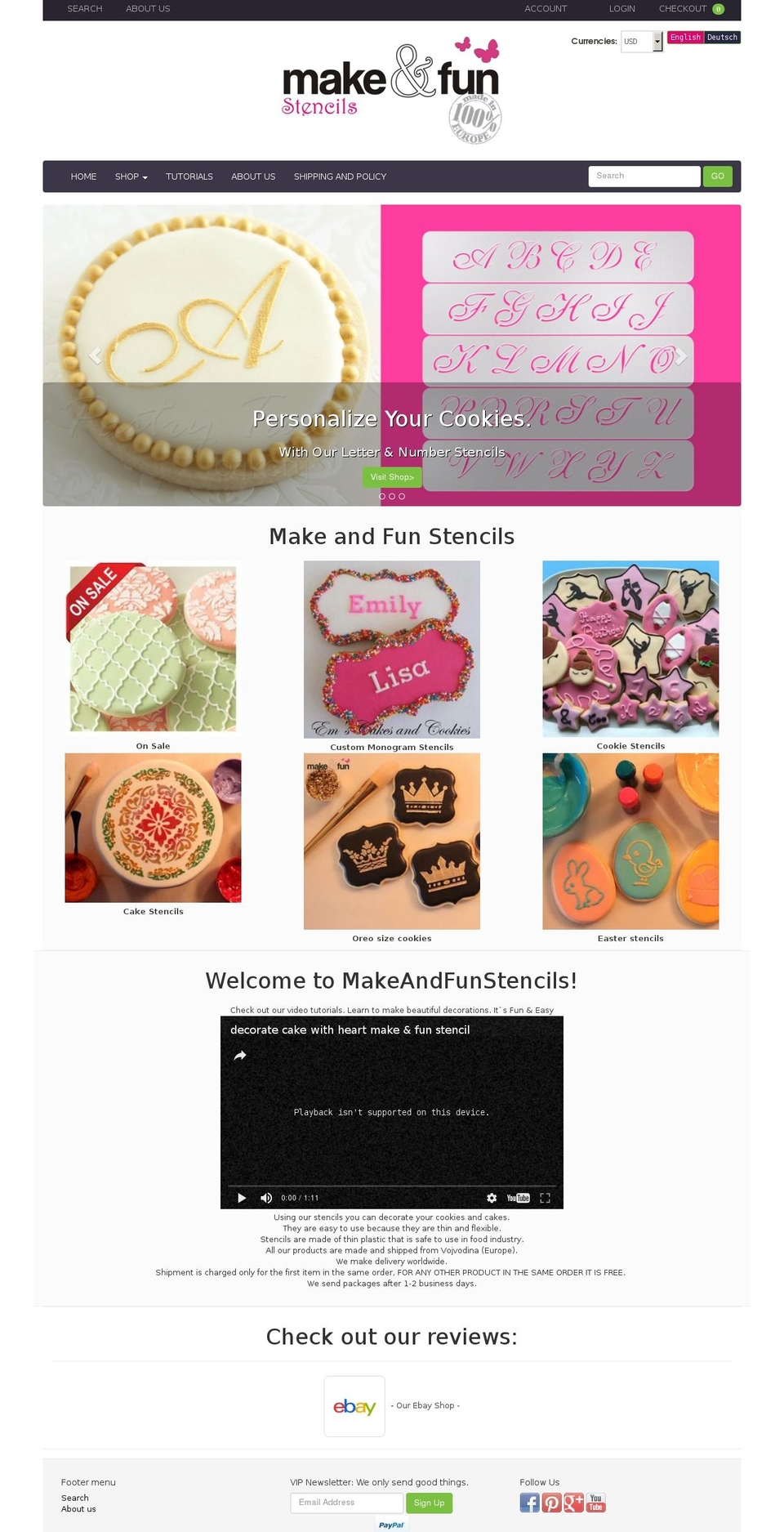 makeandfunstencils.com shopify website screenshot