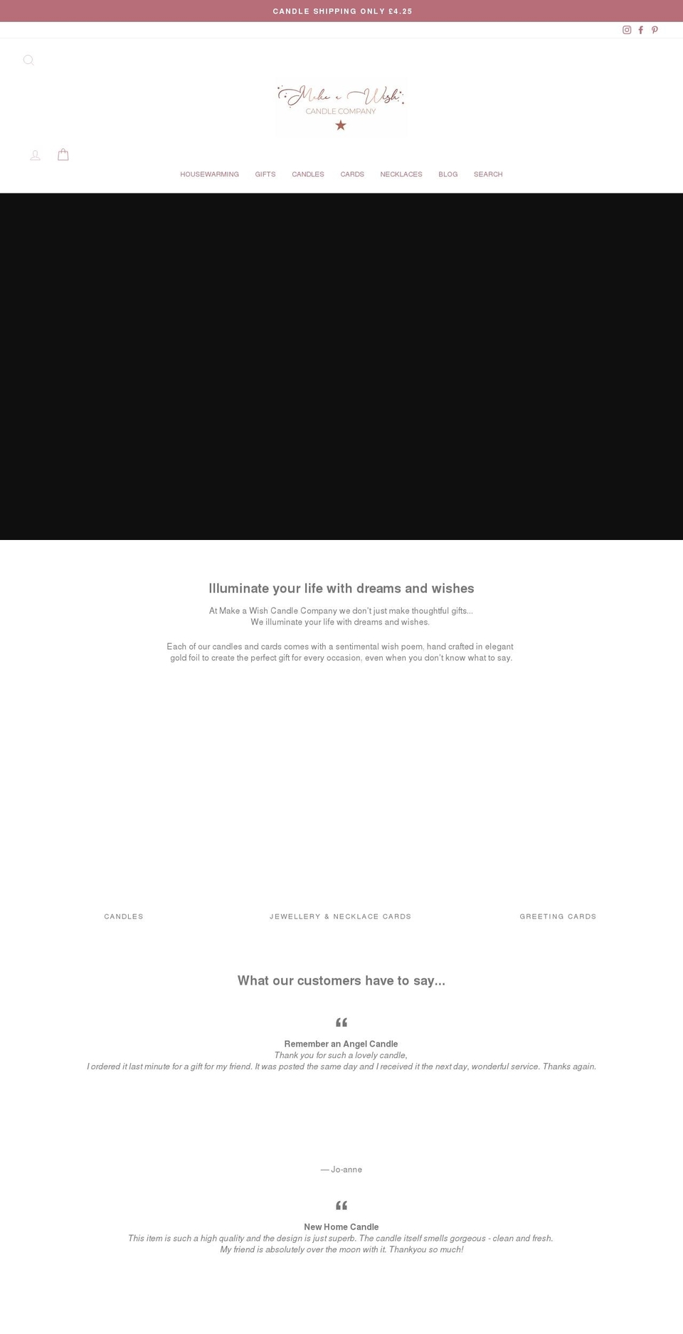 makeawishcandlecompany.co.uk shopify website screenshot