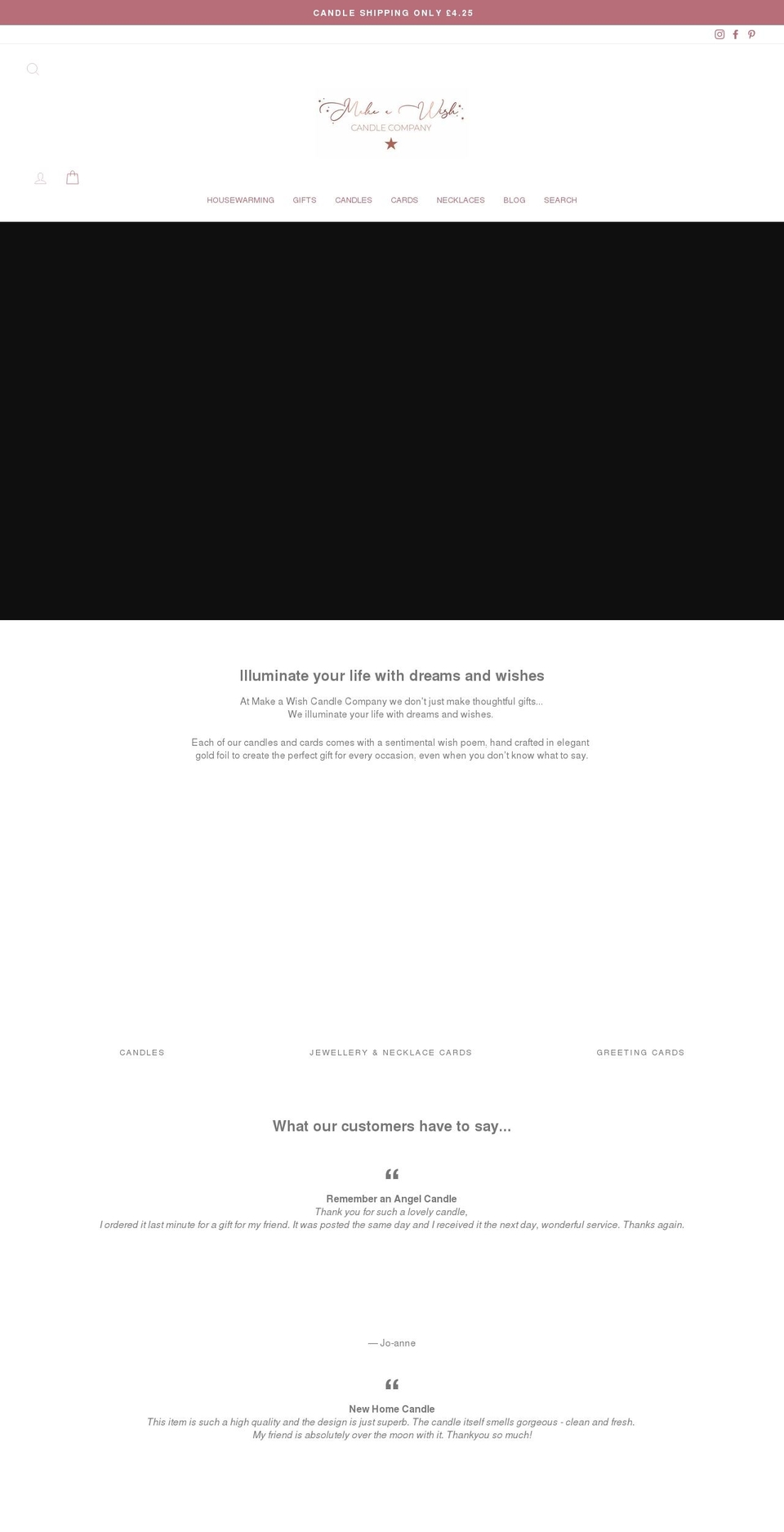 makeawishcandlecompany.com shopify website screenshot