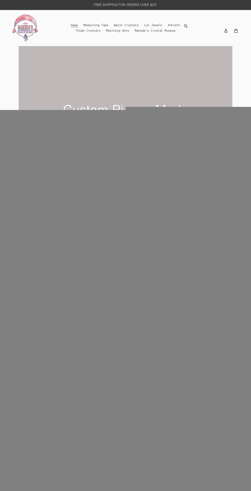 makedascrystals.com shopify website screenshot