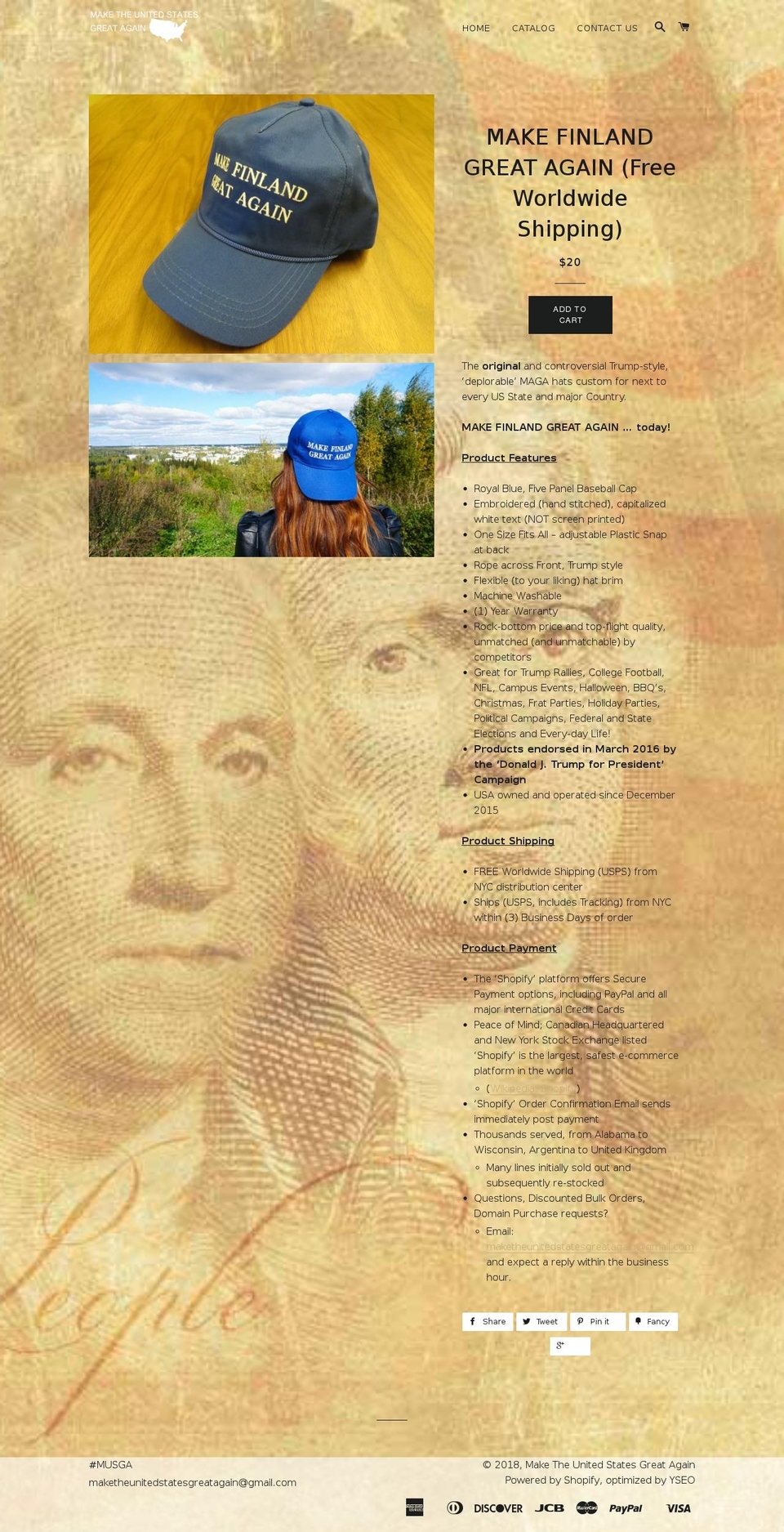 makefinlandgreatagain.com — Shopify storefront screenshot