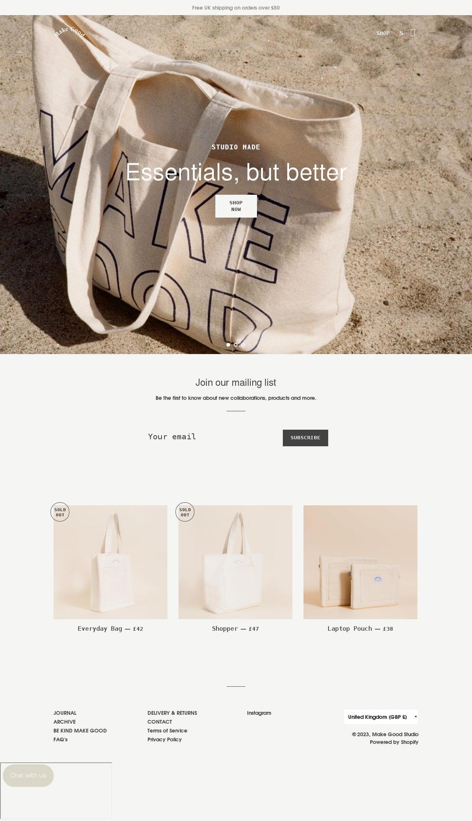 makegoodstudio.co.uk shopify website screenshot
