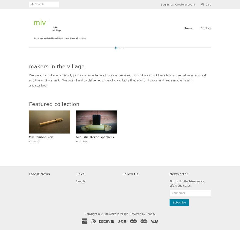makeinvillage.net shopify website screenshot