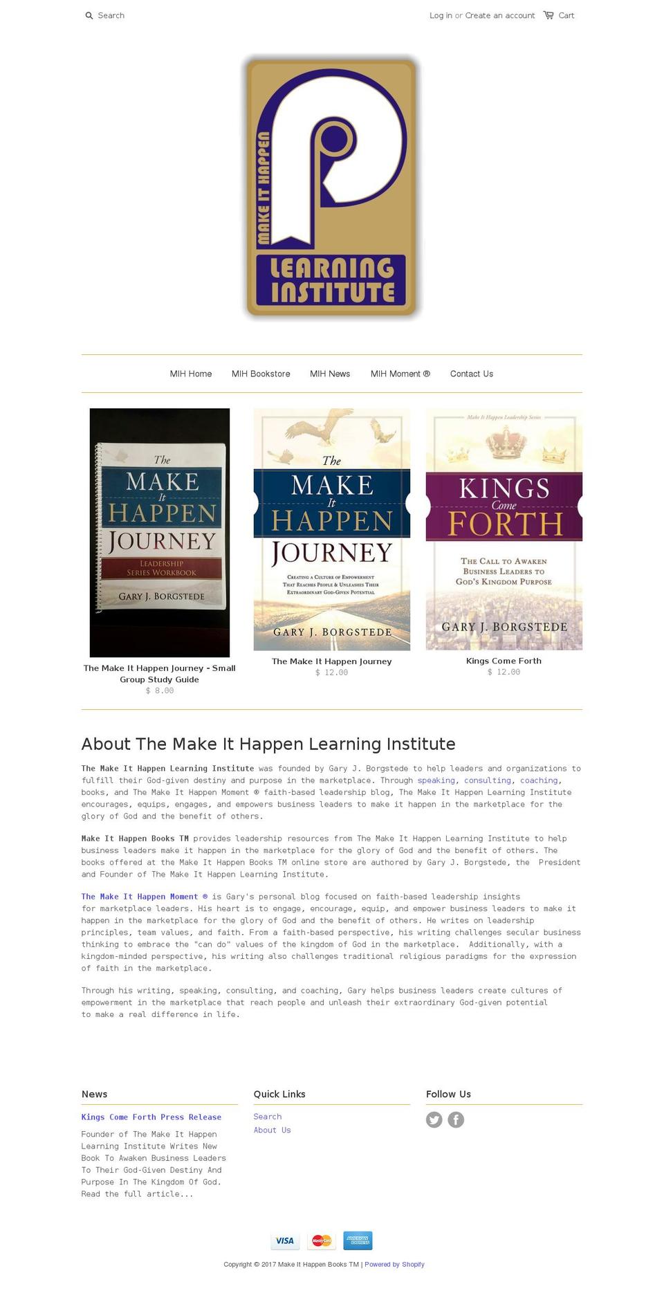 makeithappenlearninginstitute.com shopify website screenshot