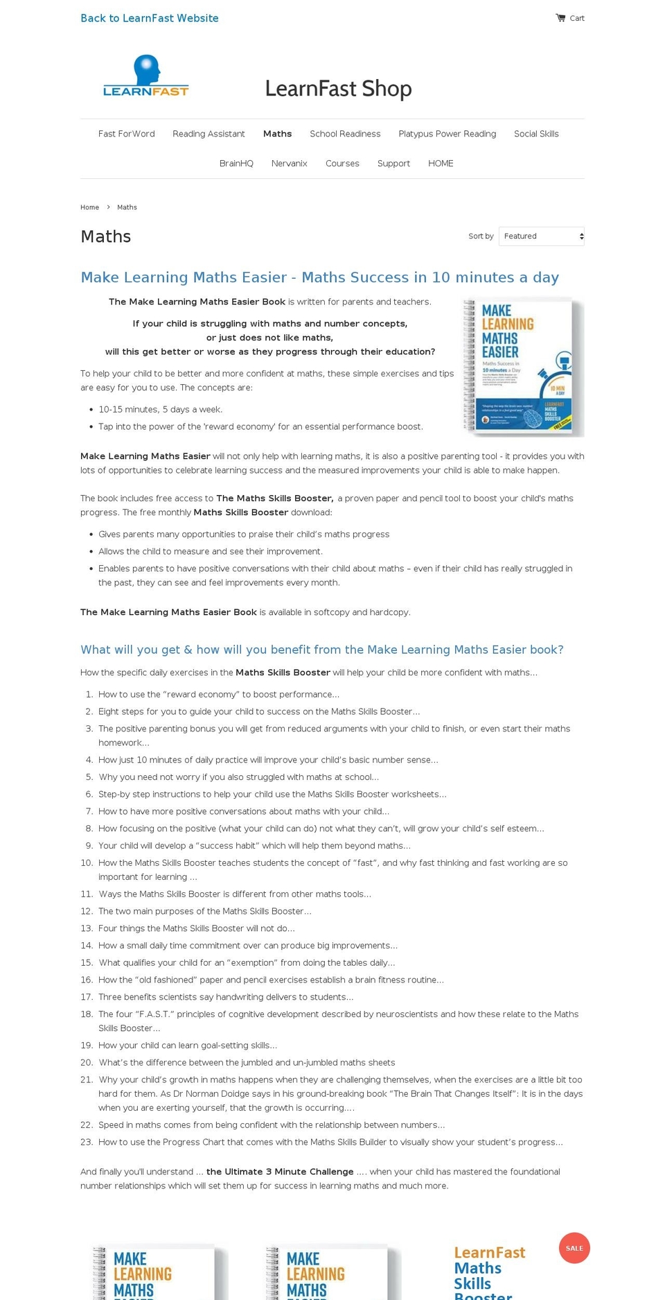makelearningmatheasy.com — Shopify storefront screenshot