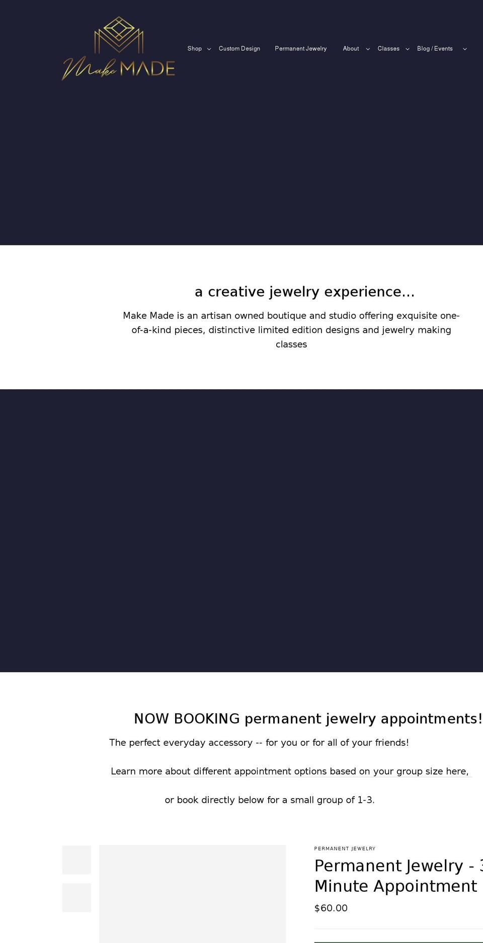 makemadejewelry.com shopify website screenshot