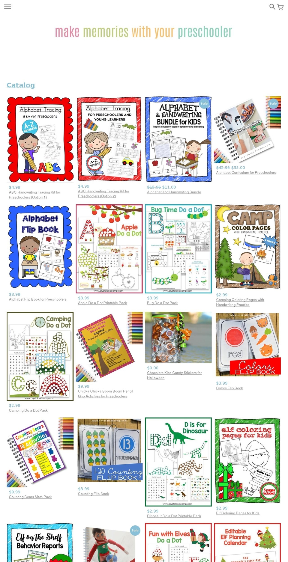 makememorieswithyourpreschooler.com shopify website screenshot