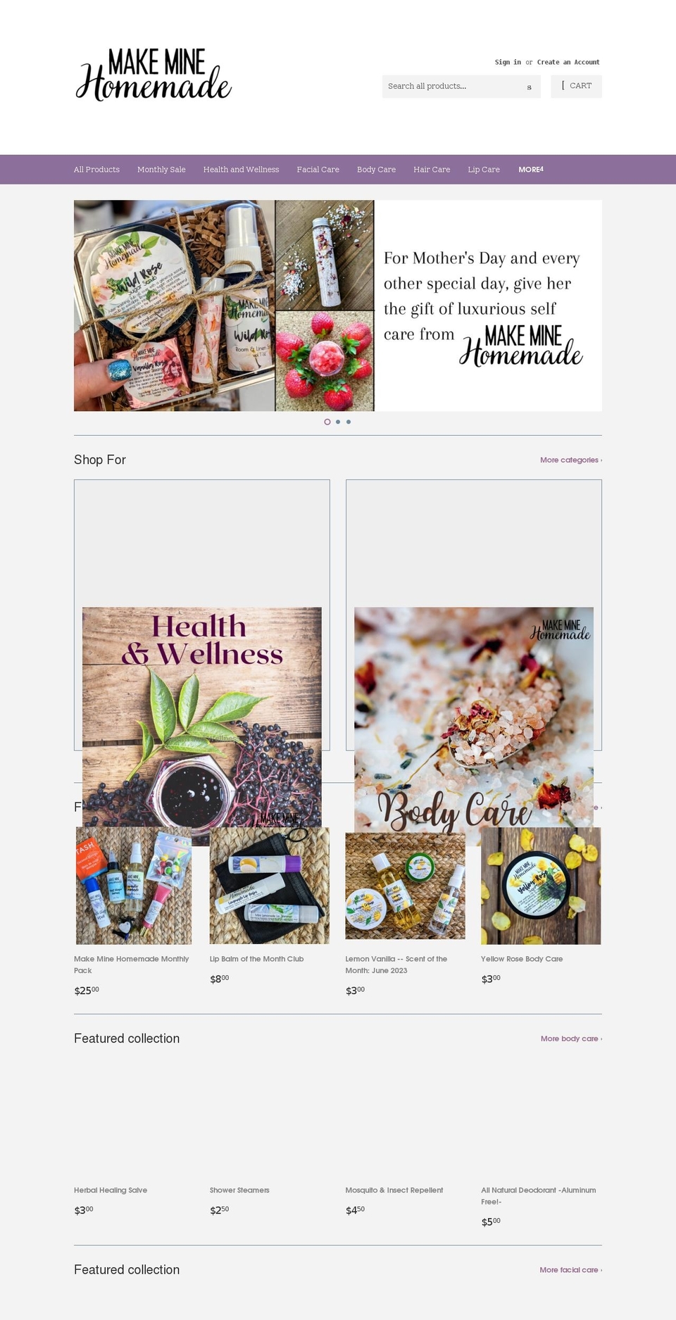 makeminehomemade.com shopify website screenshot