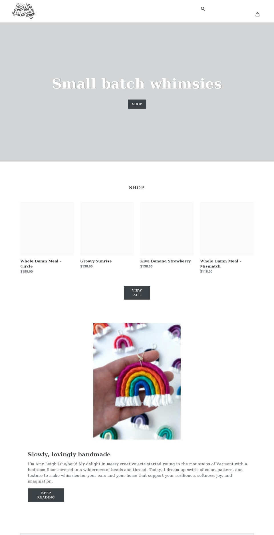 makemorewhimsy.com shopify website screenshot