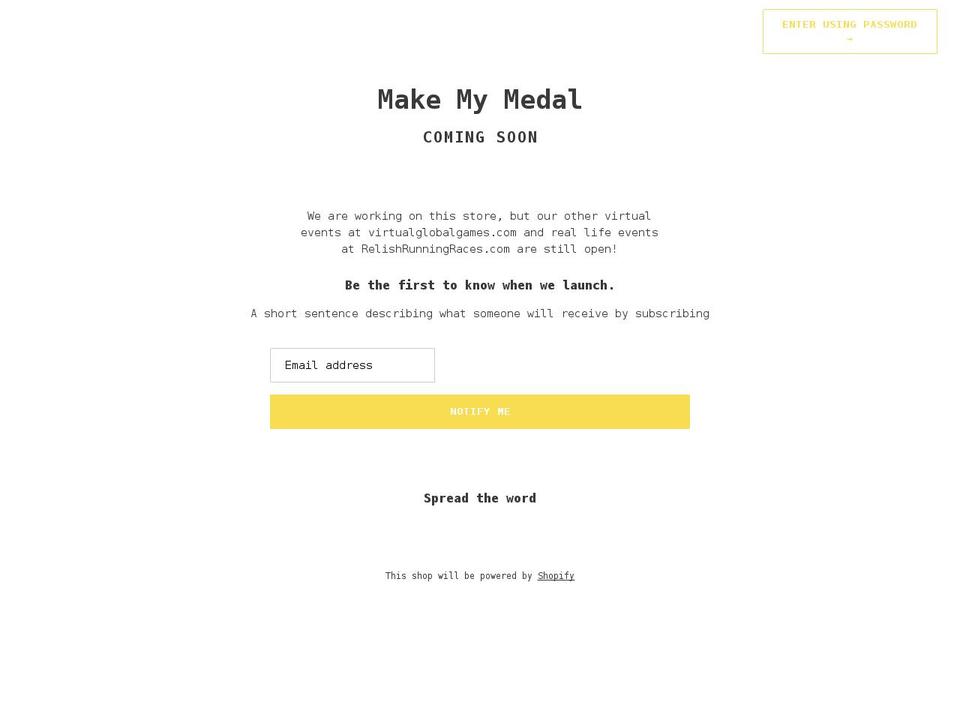 makemymedal.com shopify website screenshot