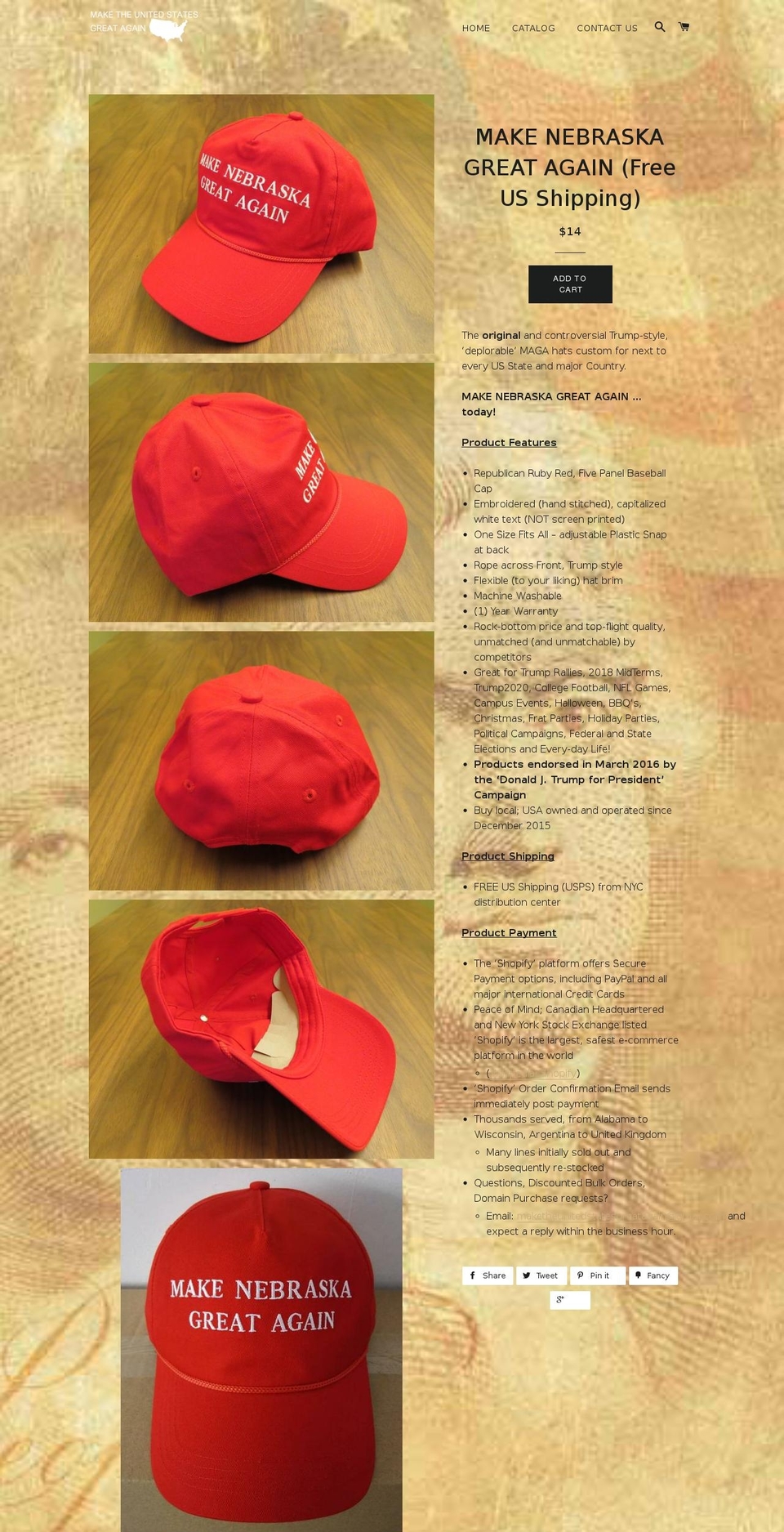 makenebraskagreatagain.com — Shopify storefront screenshot
