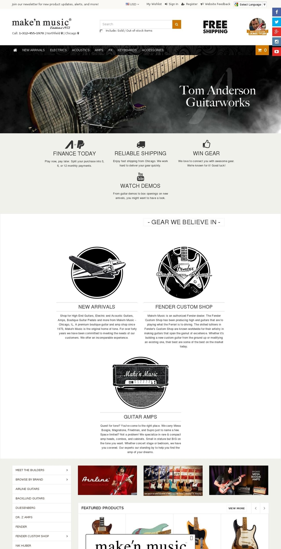 Make'n Music v8 Shopify theme site example makenmusicchicago.com