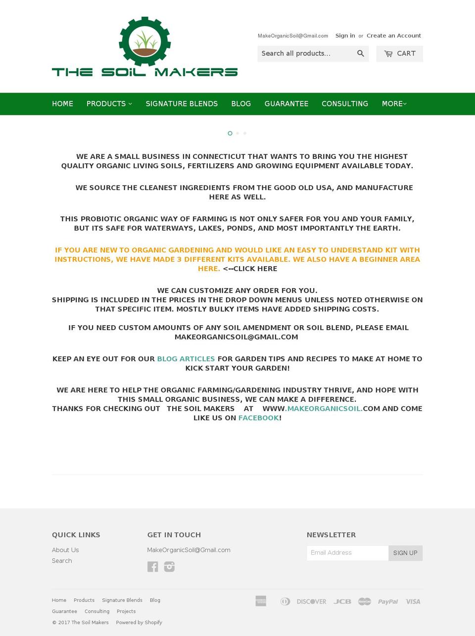 makeorganicsoil.com shopify website screenshot