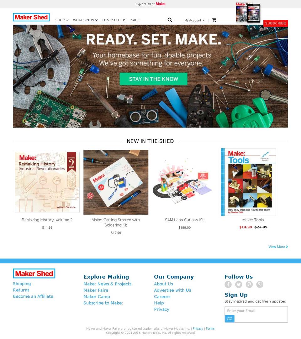 1.4.11 new subscribe header Shopify theme site example maker-shed.com