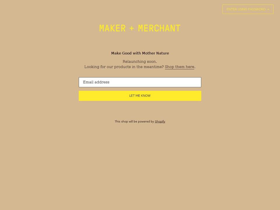 makerandmerchant.com shopify website screenshot