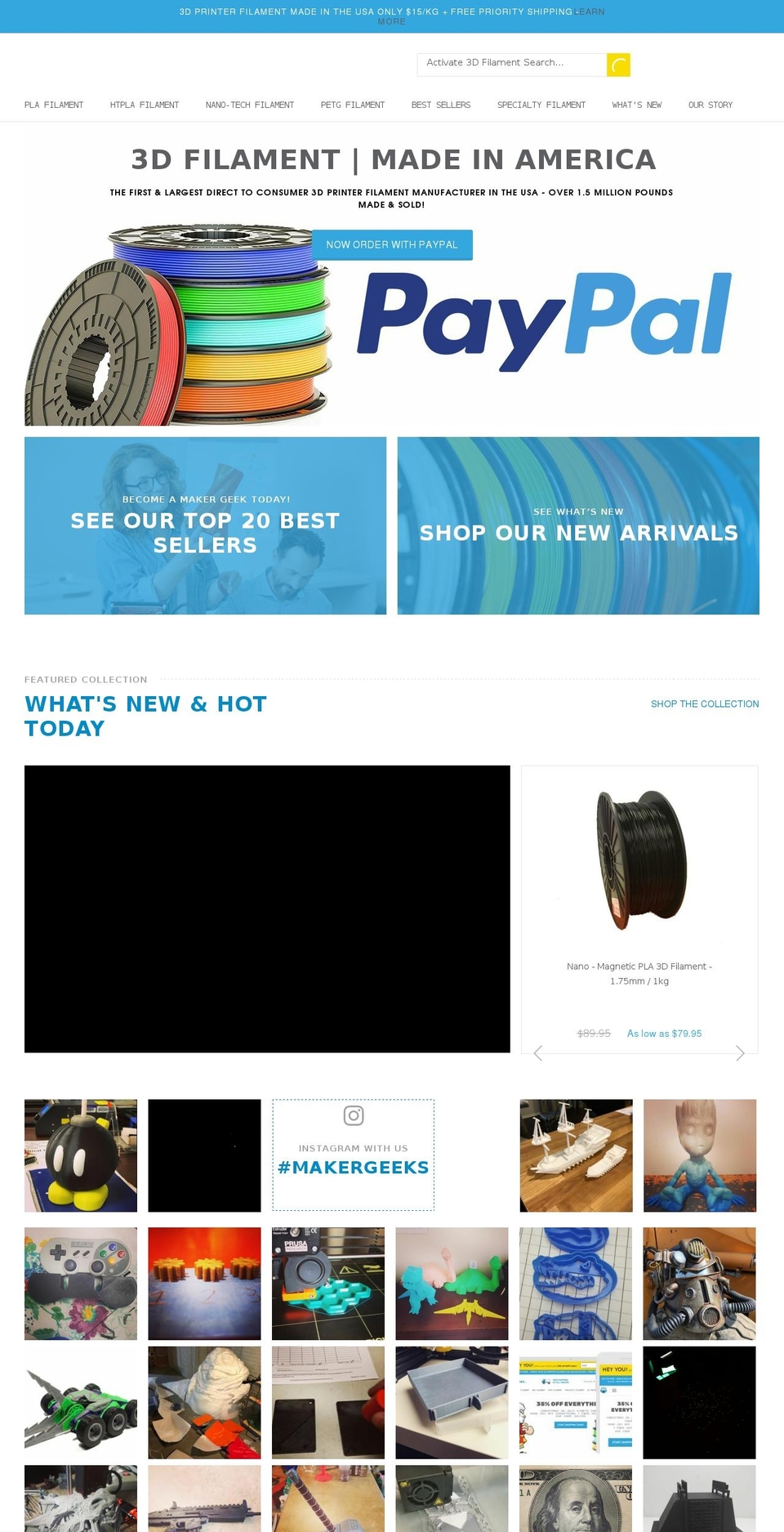 makerfilament.net shopify website screenshot