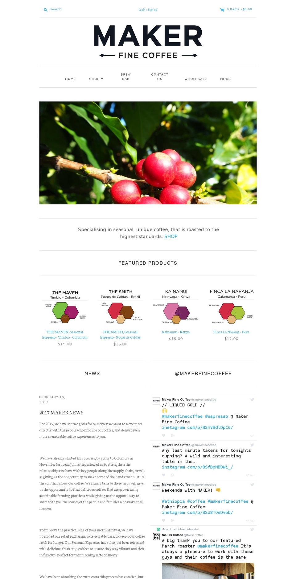 Editions Shopify theme site example makerfinecoffee.com