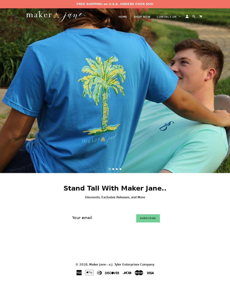 makerjane.com — Shopify storefront screenshot