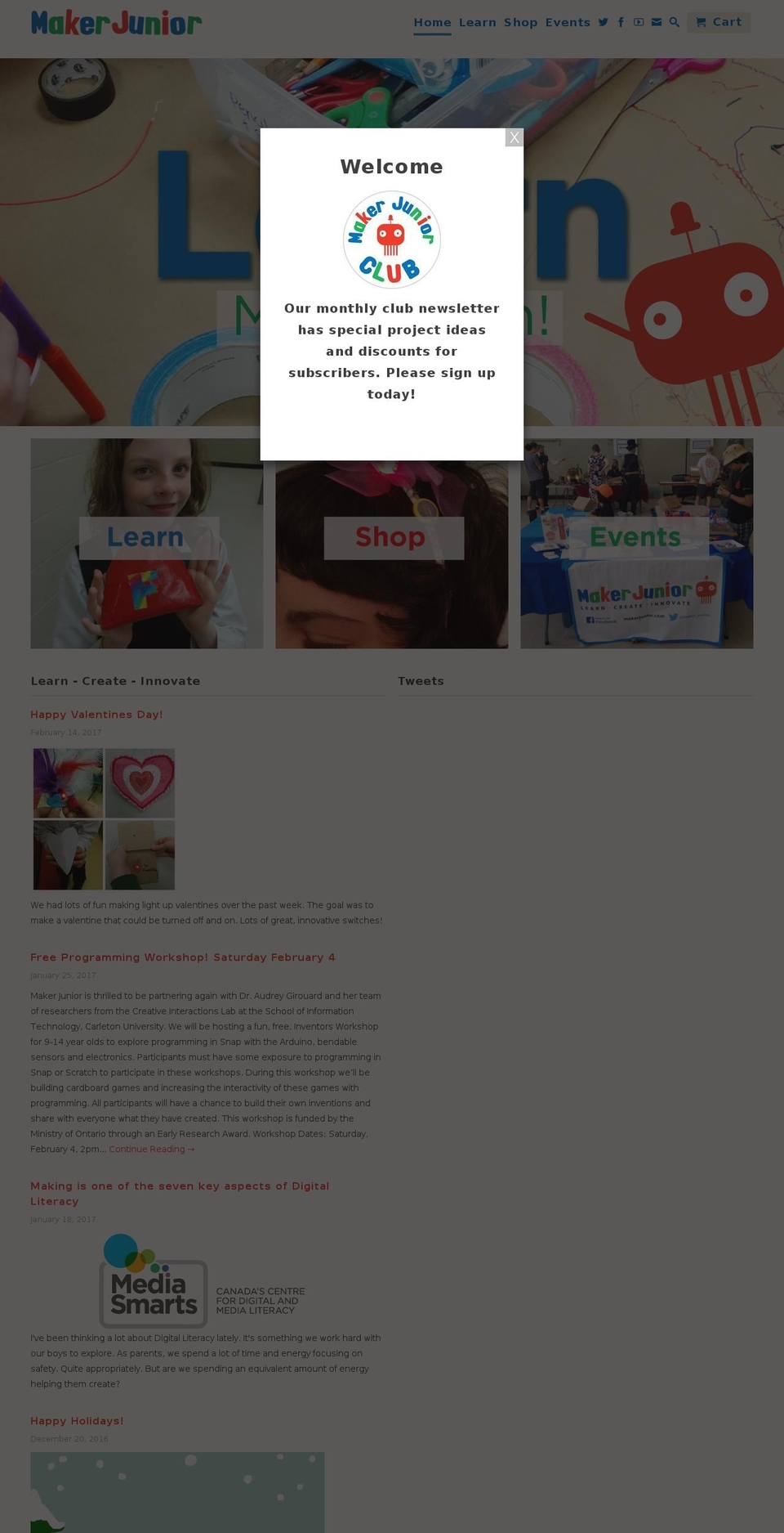 makerjunior.org shopify website screenshot