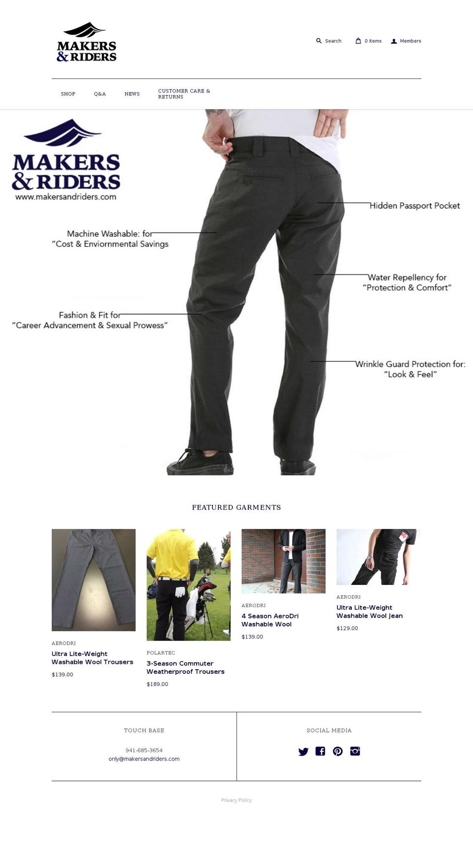 makersandriders.com shopify website screenshot