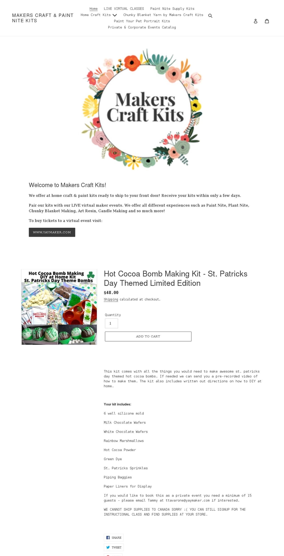 makerscraftkits.com shopify website screenshot