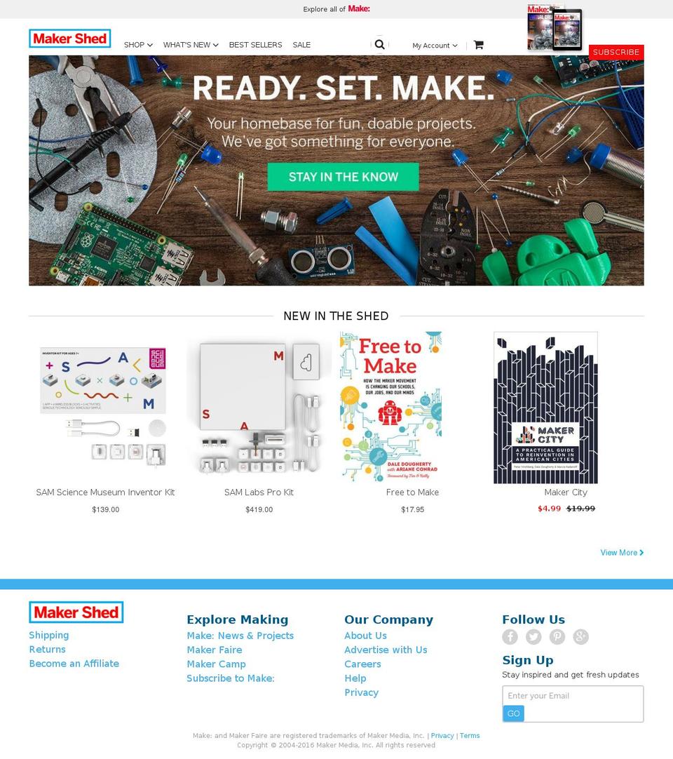 makershed.com shopify website screenshot