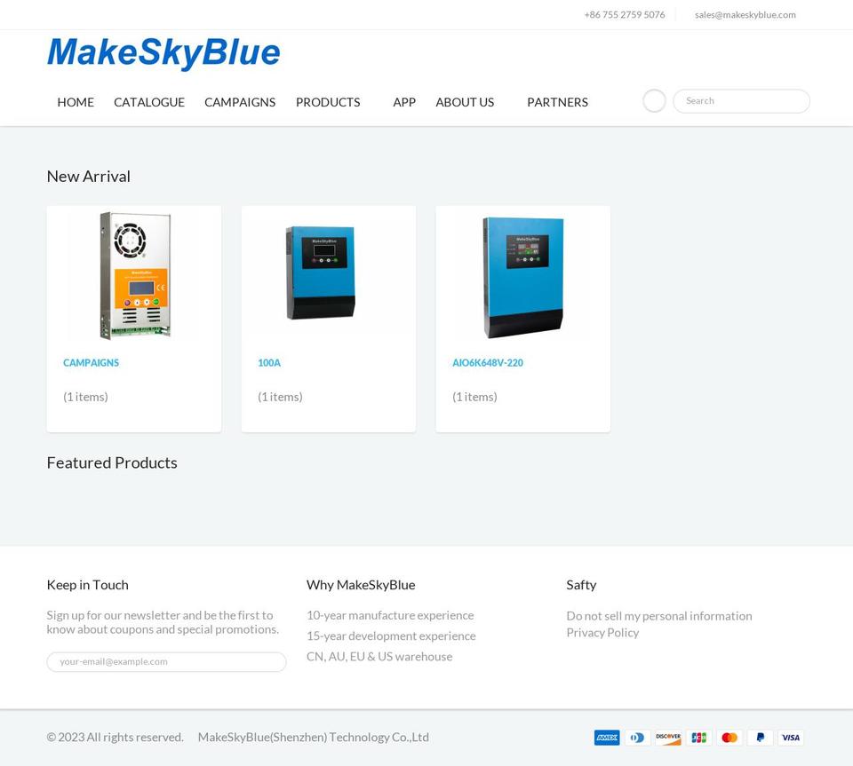 makeskyblue.com shopify website screenshot