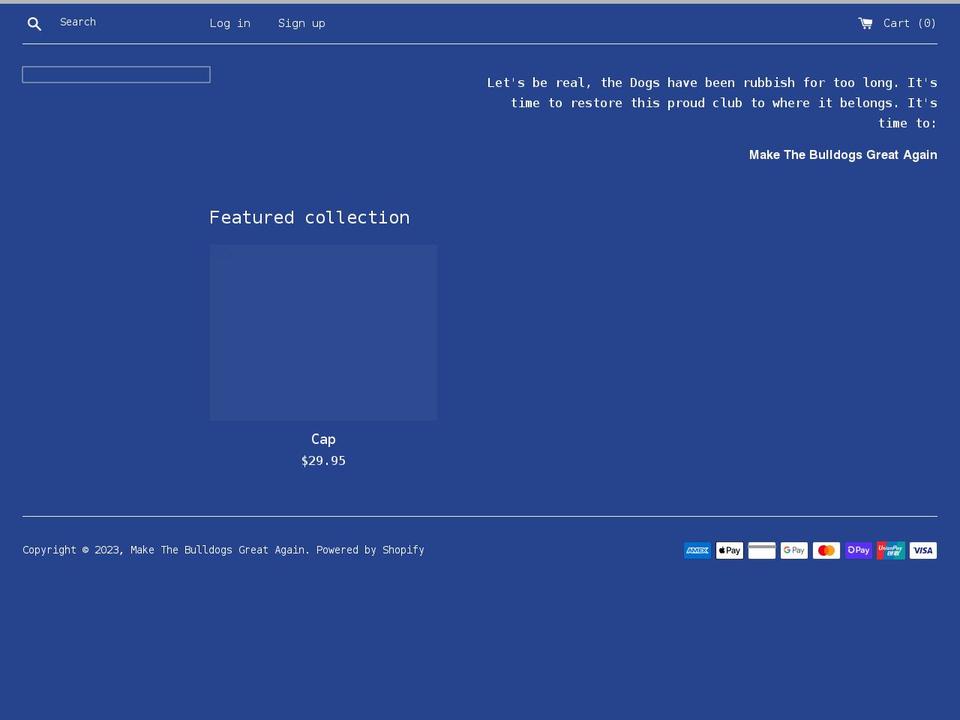makethebulldogsgreatagain.com shopify website screenshot