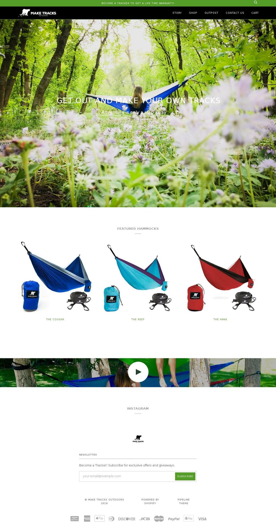 maketracksoutdoors.com shopify website screenshot