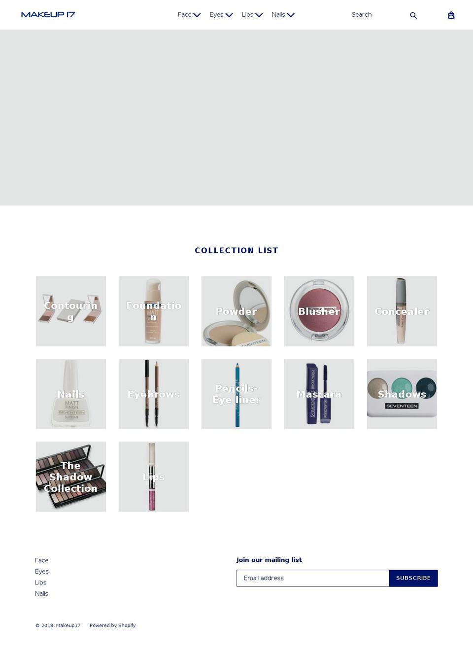 makeup17.com shopify website screenshot