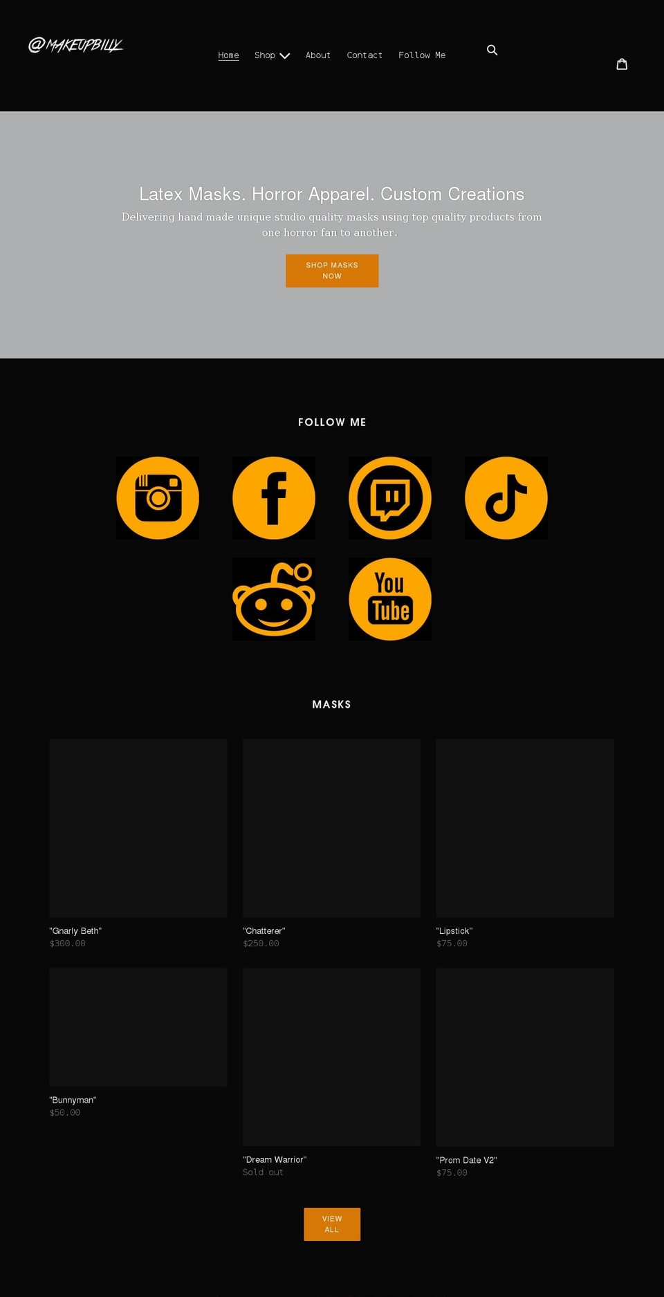 makeupbilly.com shopify website screenshot