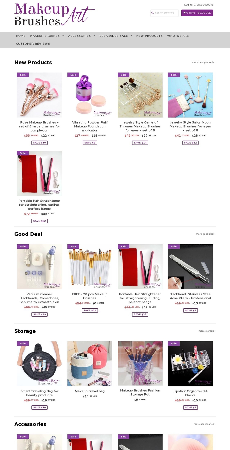 makeupbrushesart-us.com — Shopify storefront screenshot