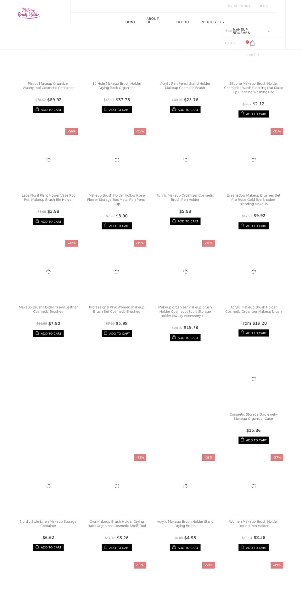 Webyaam Shopify theme site example makeupbrushholders.com