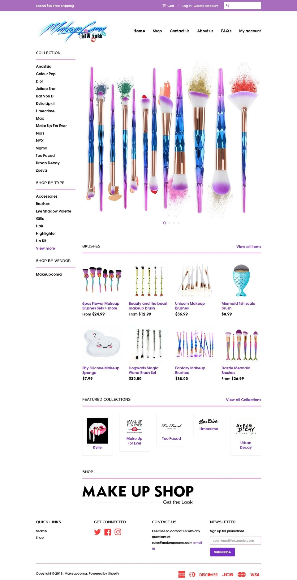makeupcoma.com — Shopify storefront screenshot