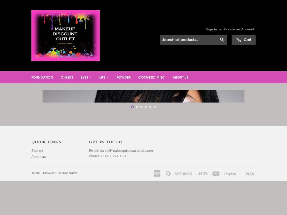 makeupdiscountoutlet.com — Shopify storefront screenshot