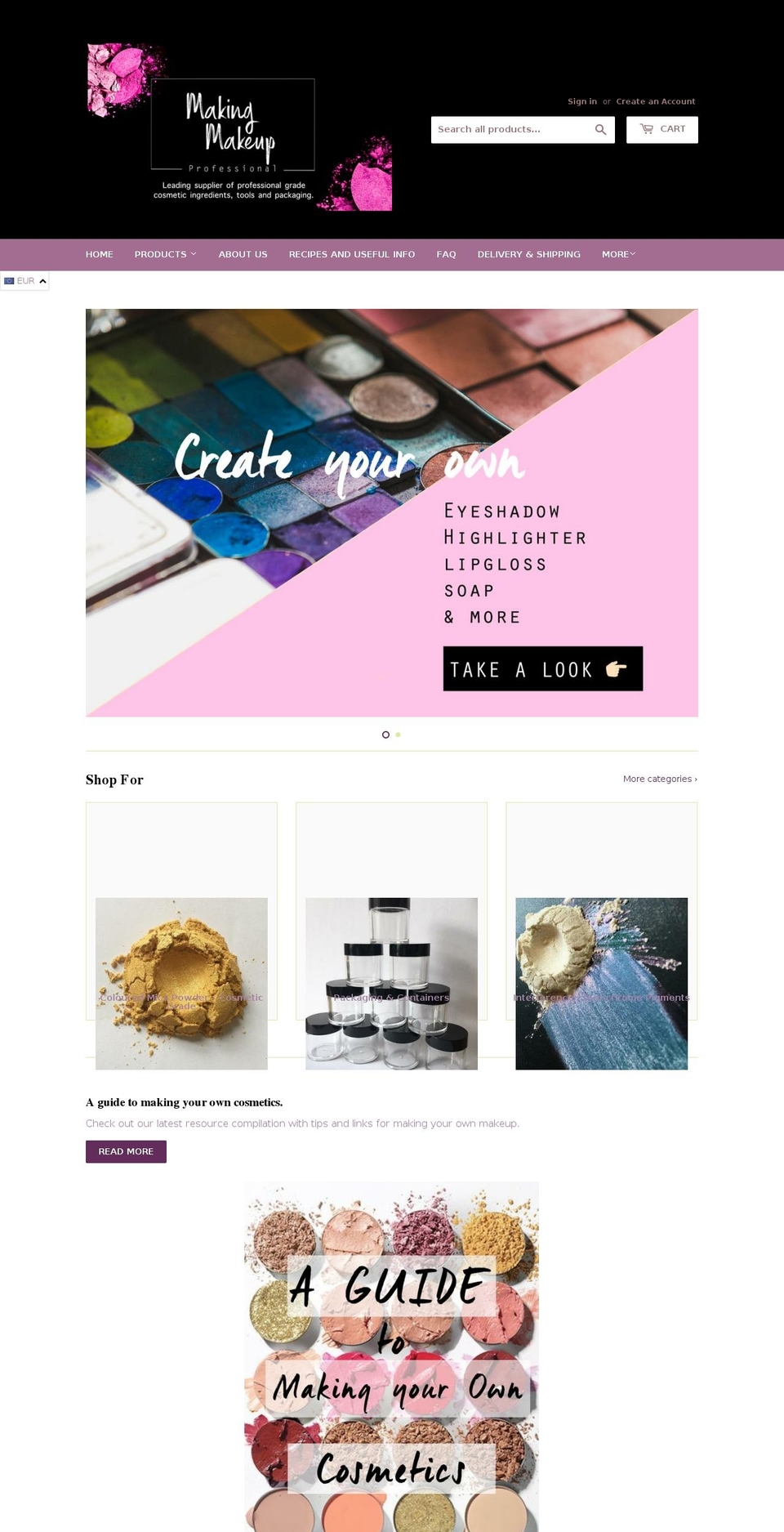 makeupingredients.com — Shopify storefront screenshot