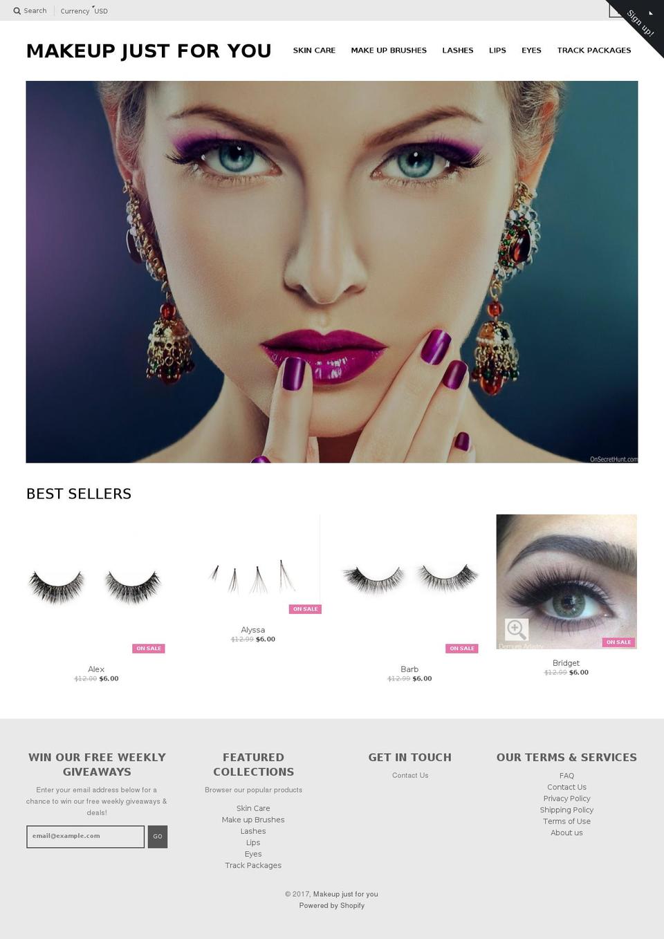 makeupjustforyou.com shopify website screenshot