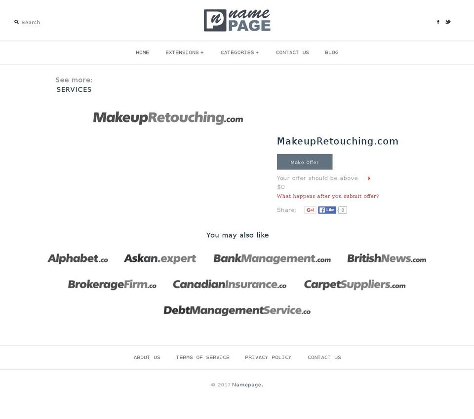 makeupretouching.com shopify website screenshot