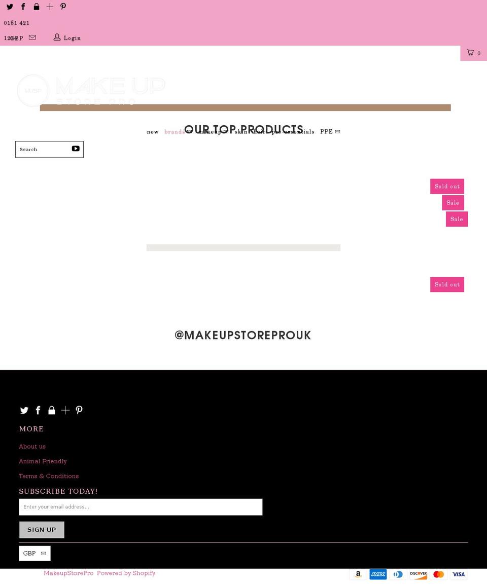 makeupstorepro.uk shopify website screenshot