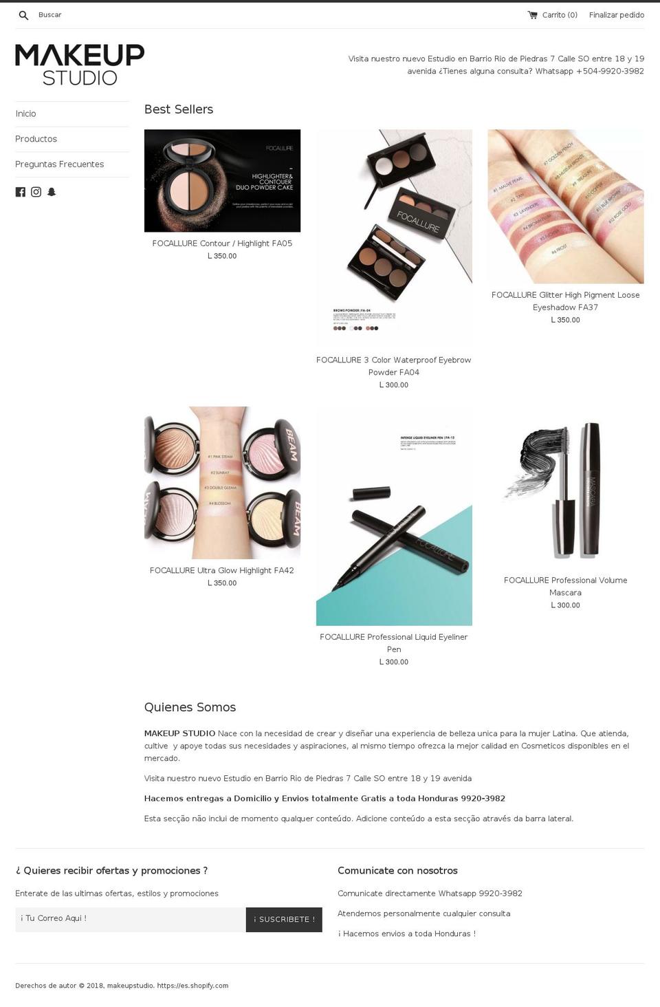 makeupstudiohn.com — Shopify storefront screenshot