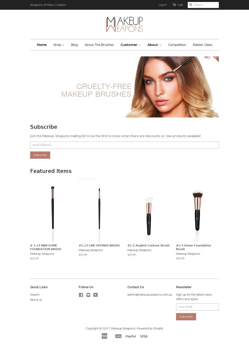 makeupweapons.com.au shopify website screenshot