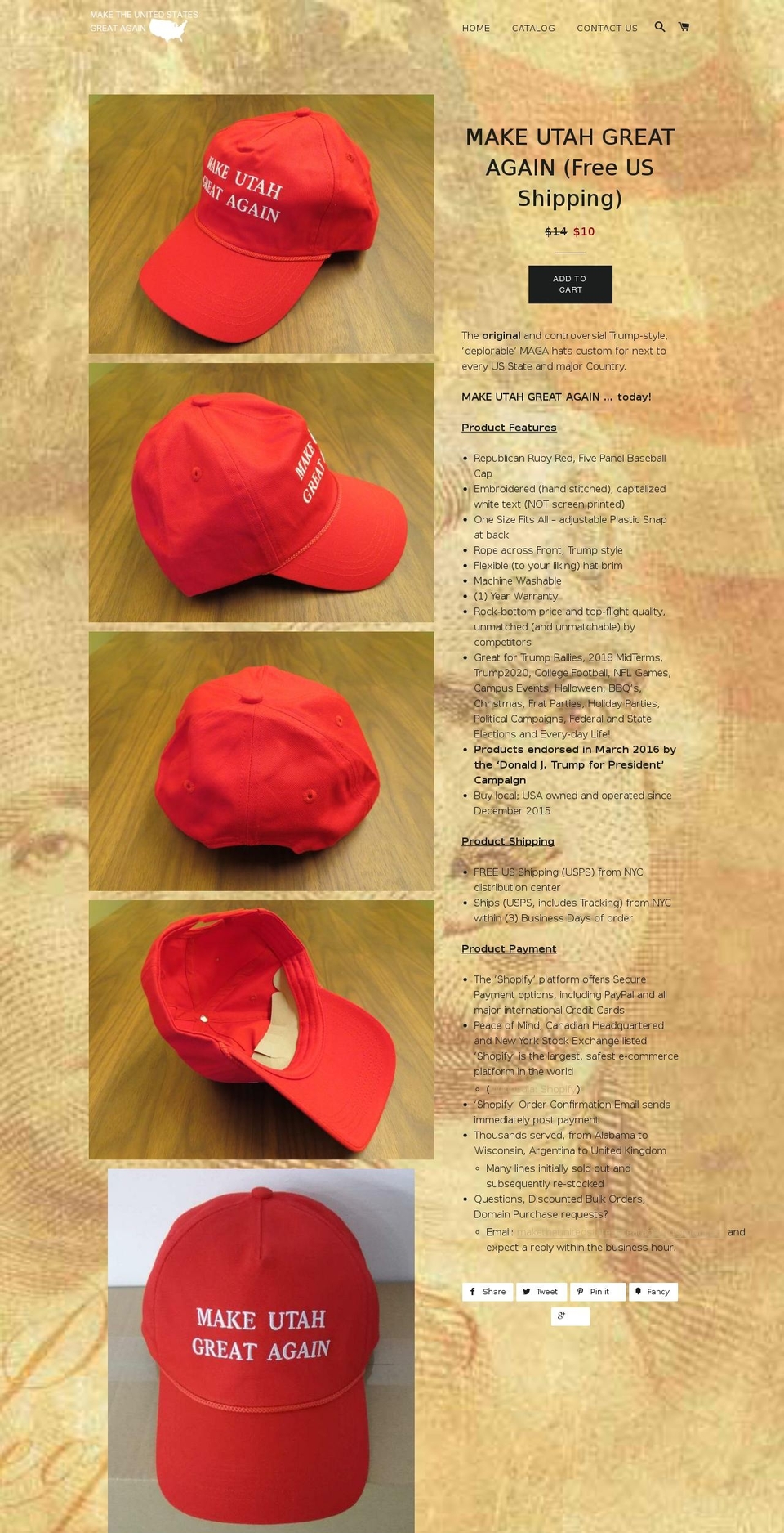 makeutahgreatagain.com — Shopify storefront screenshot