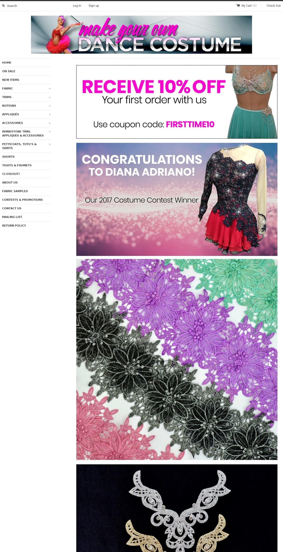 makeyourowndancecostumes.com — Shopify storefront screenshot