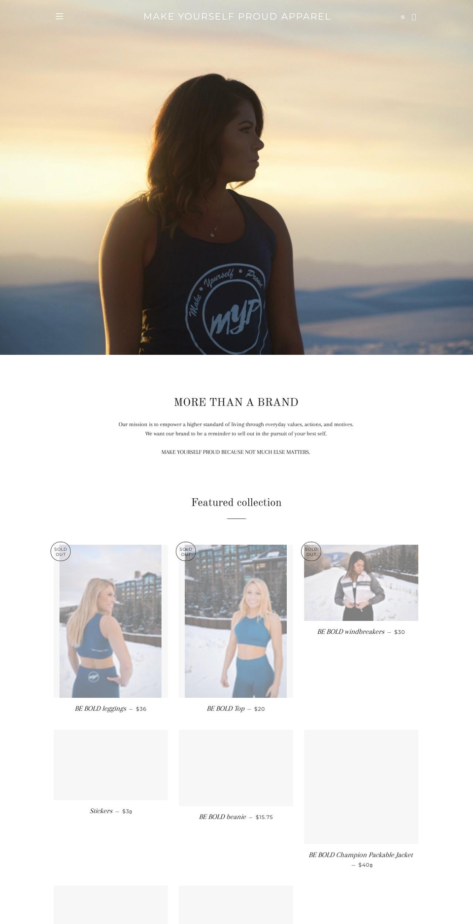 makeyourselfproudapparel.com shopify website screenshot