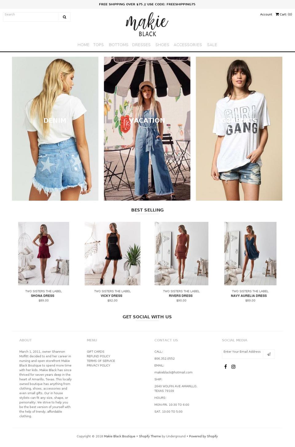 makieblack.com shopify website screenshot
