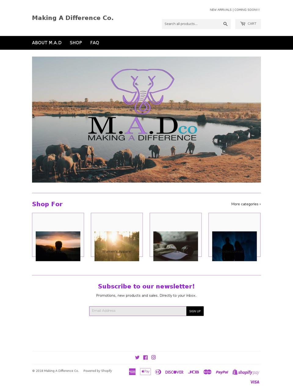 makingadifference.co shopify website screenshot