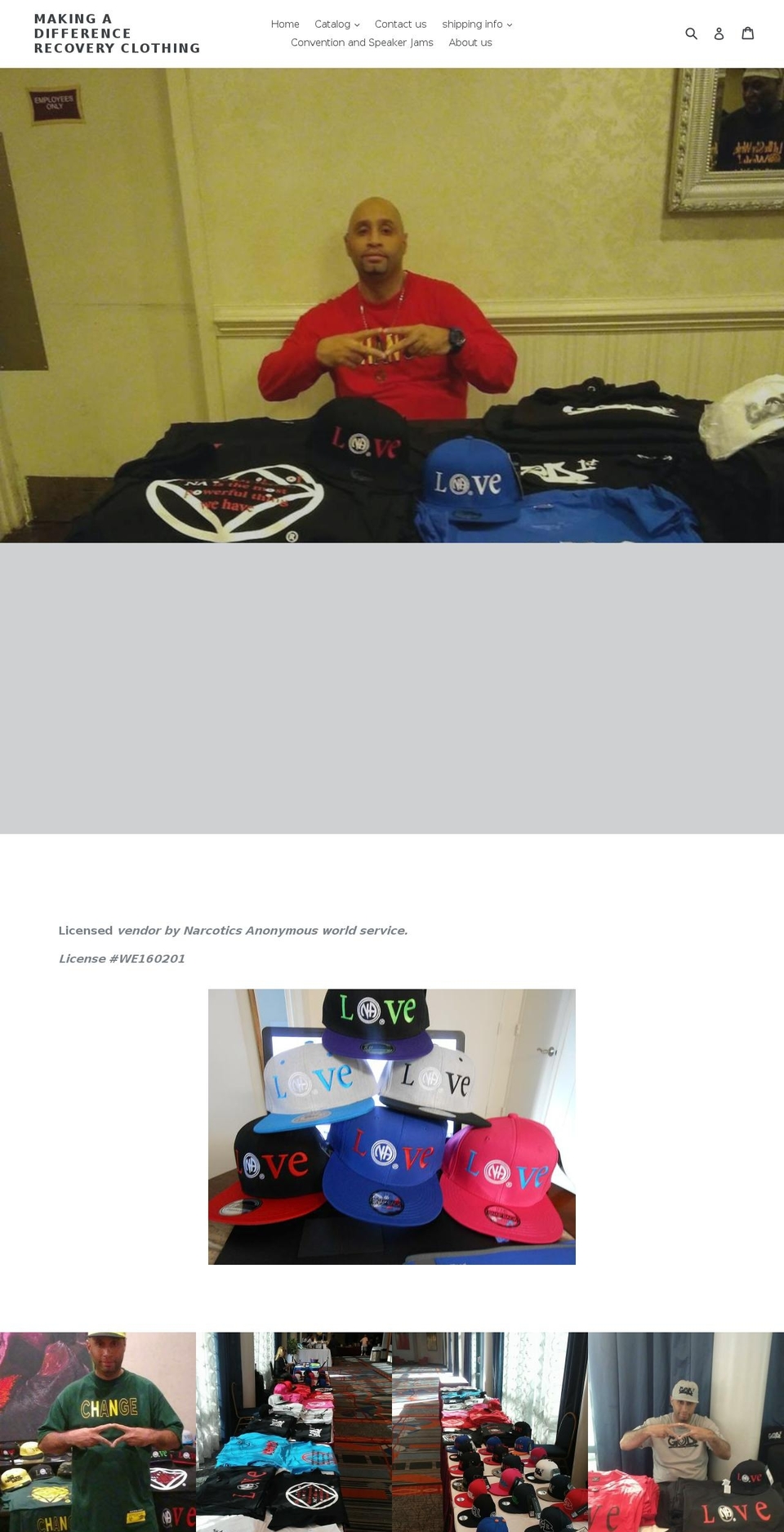 makingadifferencerecoveryclothing.com — Shopify storefront screenshot