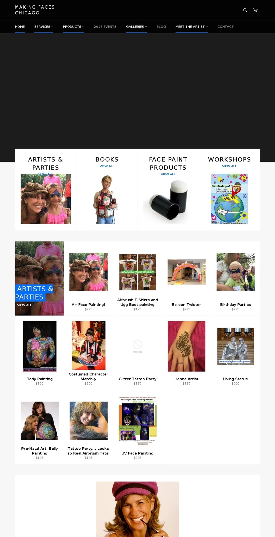 makingfaceschicago.com shopify website screenshot