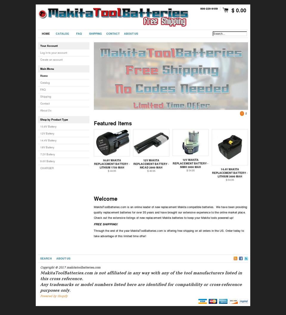 makitatoolbatteries.com shopify website screenshot
