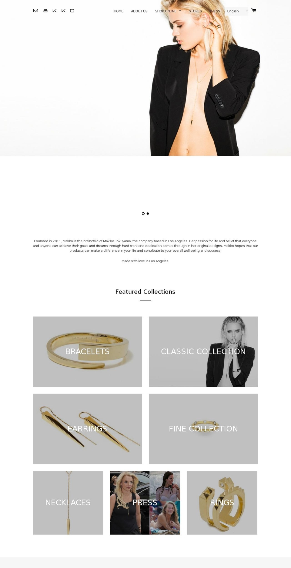 makkojewelry.com shopify website screenshot